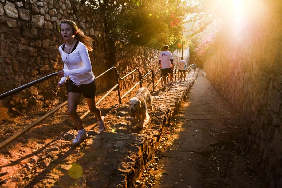 Runners on the Westcliff steps in Johannesburg. Ph