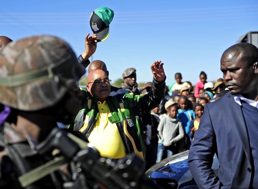 President Jacob Zuma campaigning in Maboloka in the North West Province. Picture:  Tebogo Letsie