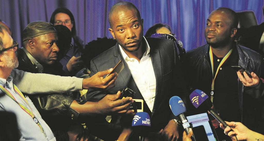 DA leader Mmusi Maimane speaks to the media at the IEC results centre in Tshwane on Friday. Picture: Leon Sadiki  