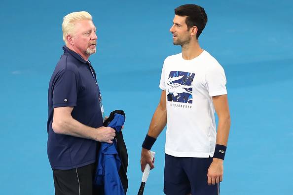 Boris Becker en Novak Djokovic. Foto: Getty Images
