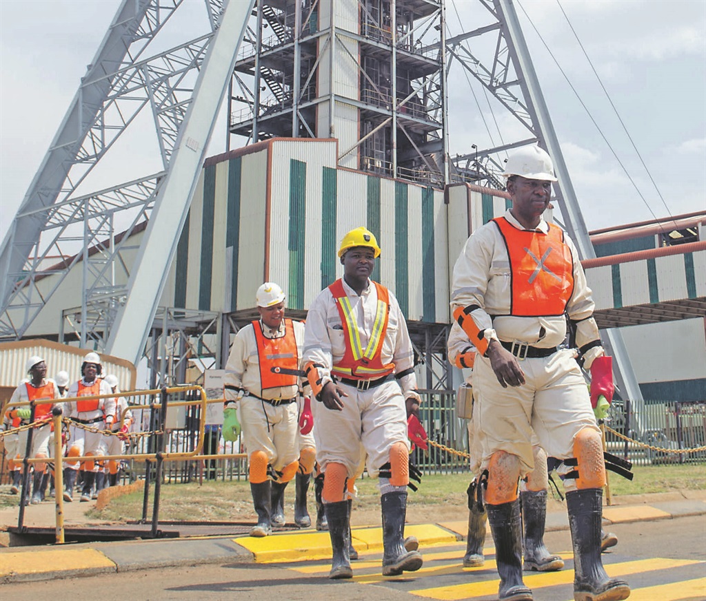 WALK TALL Minister of Mineral Resources Mosebenzi Zwane leaves shaft 9 at Harmony Gold’s Doornkop mine.  Picture: Ntswe Mokoena 