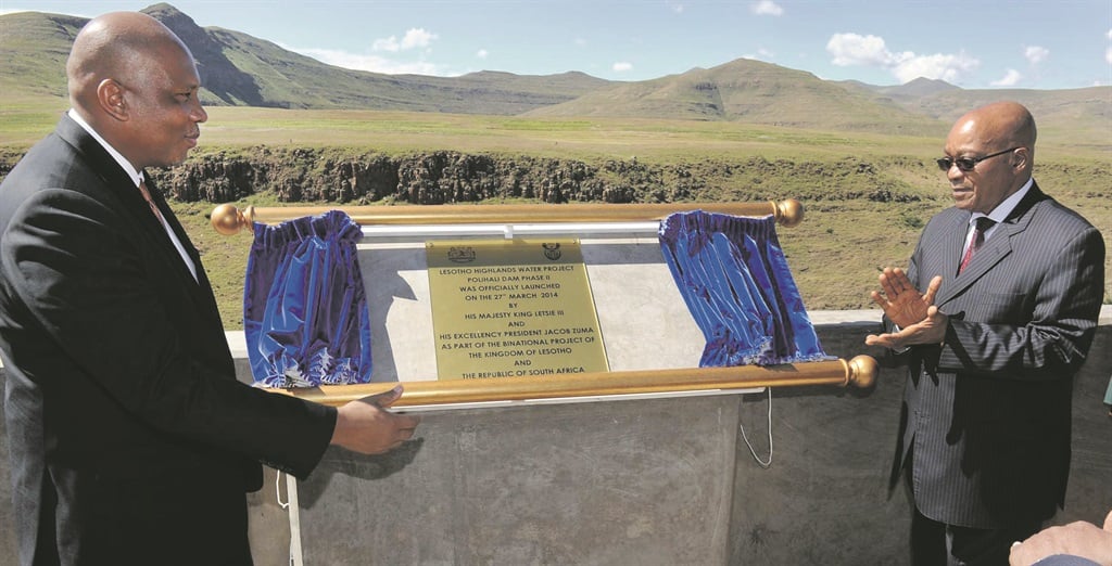 President Jacob Zuma and King Letsie III launch the Lesotho Highlands Water Project, Polihali Dam phase 11, at Polihali, Lesotho. 