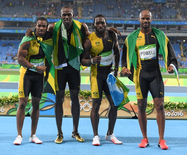 Jamaica's winning 4x100m relay quartet (Getty Images)