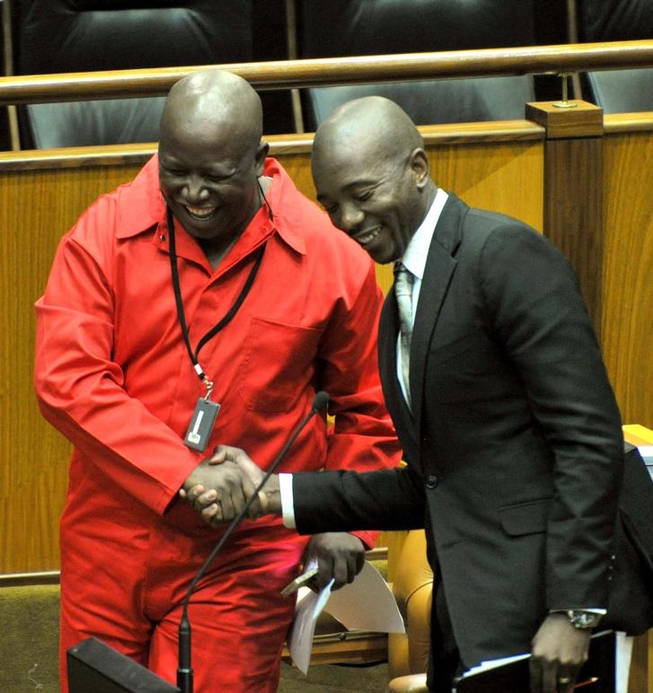 Julius Malema and Mmusi Maimane shake hands in Parliament. Picture: Elmond Jiyane/File
