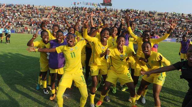 Banyana Banyana celebrating after clinching their fourth Cosafa Cup title in Zimbabwe.