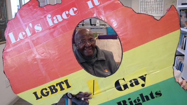 Archbishop Desmond Tutu in support of gay rights. Picture: Laverne Mehl