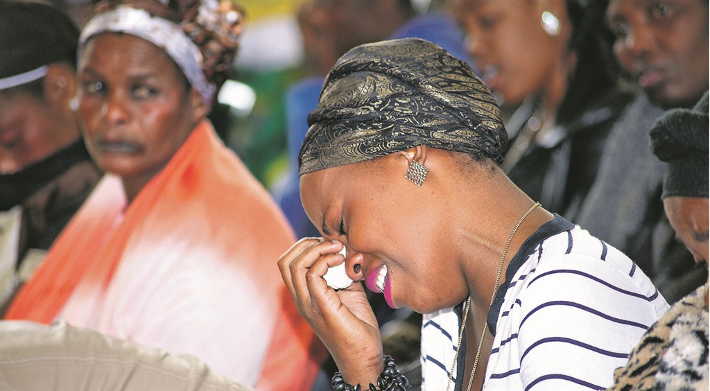 Family members in mourning at the memorial service for Xolani Ngcobo. Picture: Siyanda Mayeza 