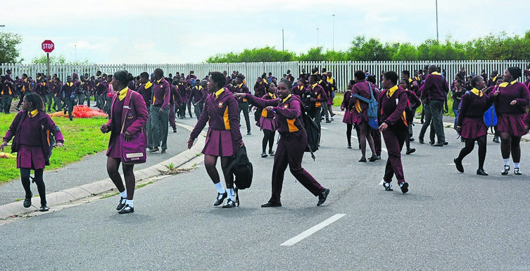  Joe Slovo High School pupils in Khayelitsha were dismissed on Tuesday after damaging school property.                    Photo by Lulekwa Mbadamane  
