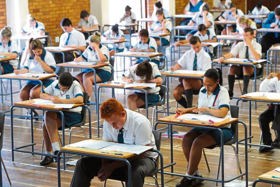 MATRICULANTS of 2015 of the Adamantia High School, writing their first examination paper. Photo: Emile Hendricks 