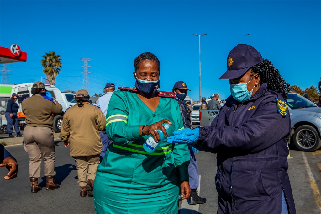ALEXANDRA, SOUTH AFRICA   AUGUST 13: Operation Okae Molao at Alexandra Mall on August 13, 2020 in Alexandra, South Africa. According to a media release, the operation endeavors to fight crime and assist communities to adhere to the COVID-19 national regulations. (Photo by Gallo Images/Sharon Seretlo)