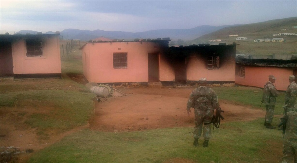 Soldiers guard the house at Empiphany Village in Matatiele, Eastern Cape. 