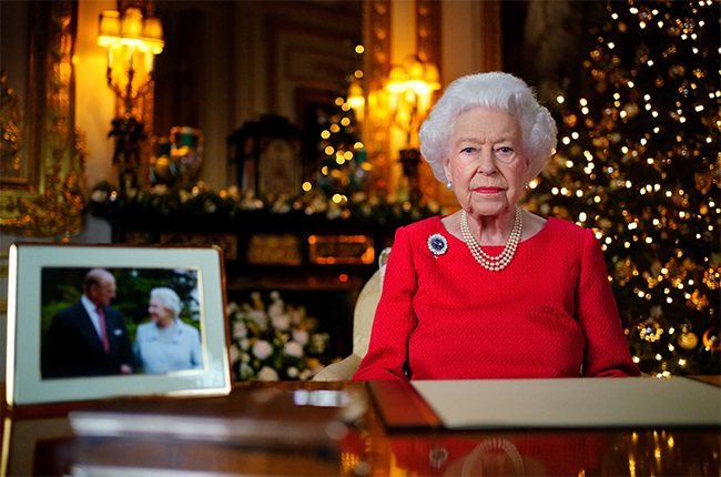 Queen Elizabeth II records her annual Christmas broadcast.