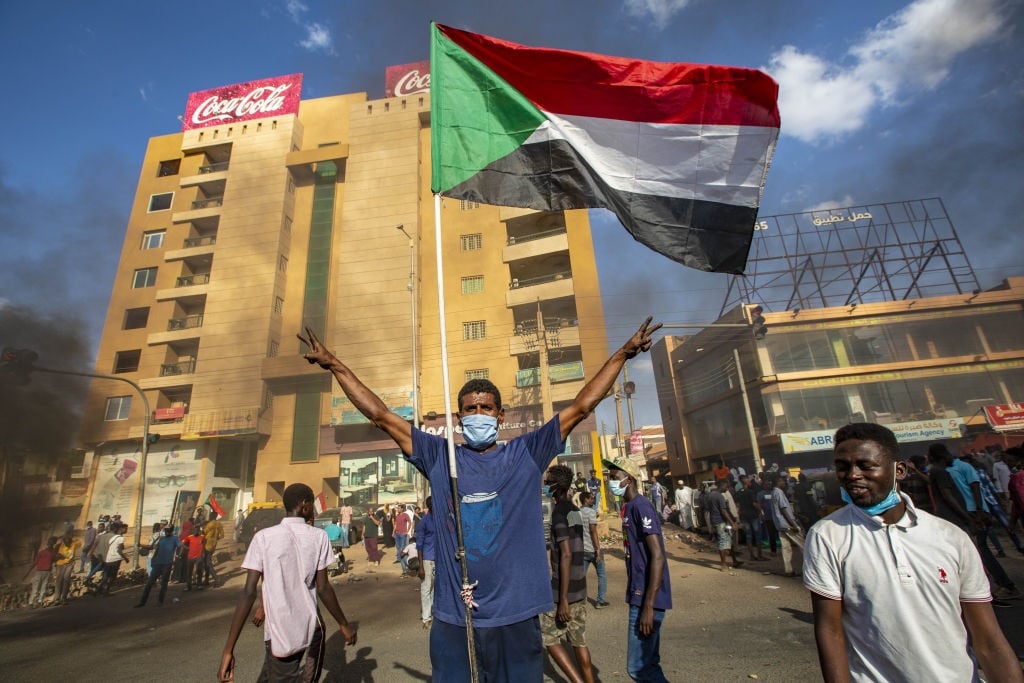 Sudanese people stage a demonstration demanding the end of the military intervention and the transfer of administration to civilians in Khartoum.