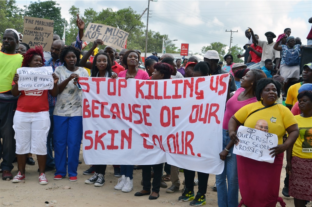 People marched to the police station in Hoedspruit on Friday to demand the man’s arrest.                Photo by Oris Mnisi   