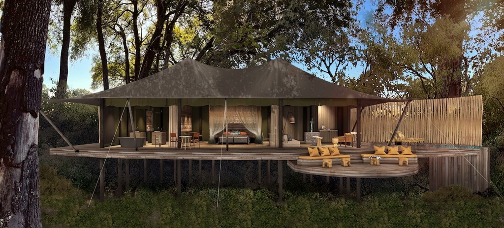 A render of a tent at North Island Okavango. Image: Supplied