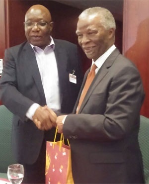 Former president Thabo Mbeki with SAHRC head Lawrence Mushwana. (Mpho Raborife, News24, file)
