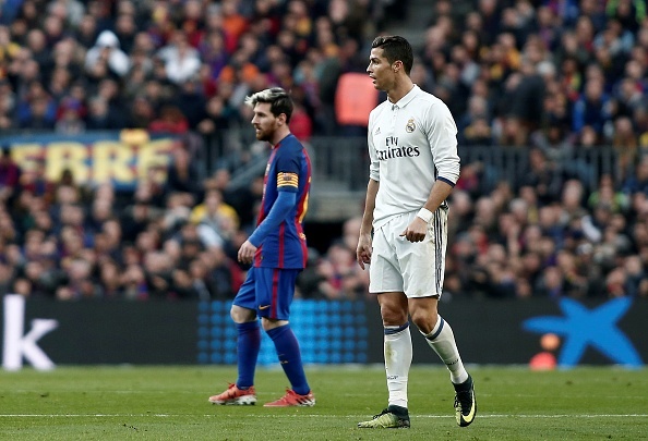 Cristiano Ronaldo (R) of Real Madrid and Lionel Messi (L) of Barcelona 