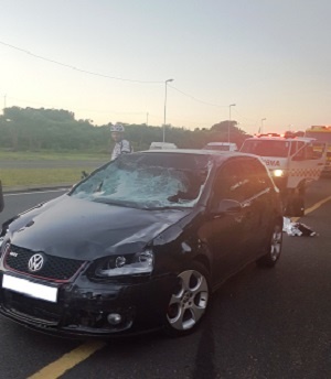 The car which had smashed into the cyclists. (Photos supplied by Garrith Jamieson, Rescuecare)