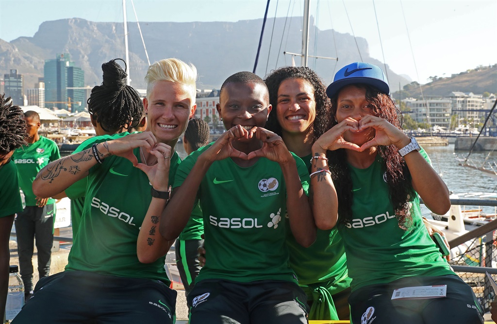 Banyana Banyana players in Cape Town ahead of their clash against Sweden.