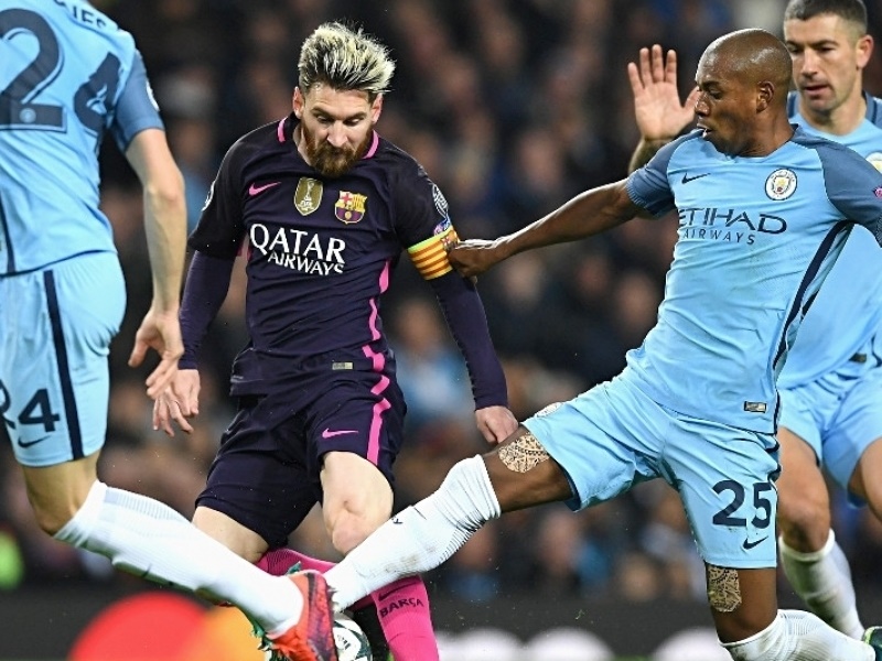 Fernandinho insists the reports claiming that he provoked Barcelona star Lionel Messi after Manchester City's 3-1 win on Tuesday are false.