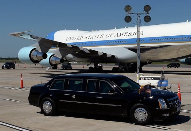 <B>OBAMA'S PRESIDENTIAL RIDE:</B> Outgoing US president, Barack Obama, has been chauffeured around in a highly-modified Cadillac, called 'The Beast'.  <I>Image: AFP / Juan Mabromata</I>