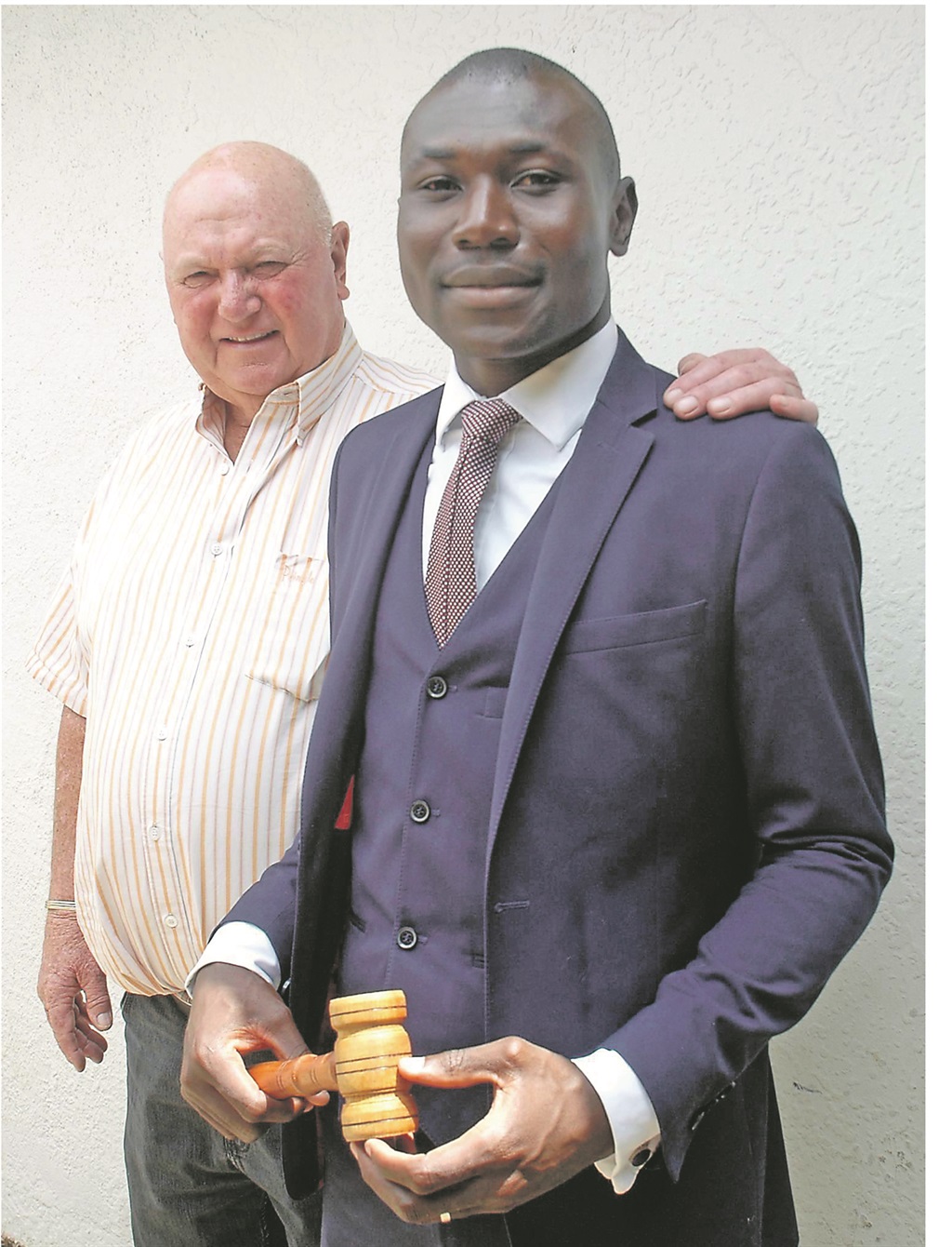 Hedley Harris from the SA College of Auctioneering with Ebo Quagraine, an alumnus from the college that is the country’s oldest school for auctioneers­. Picture: Eugene Goddard 