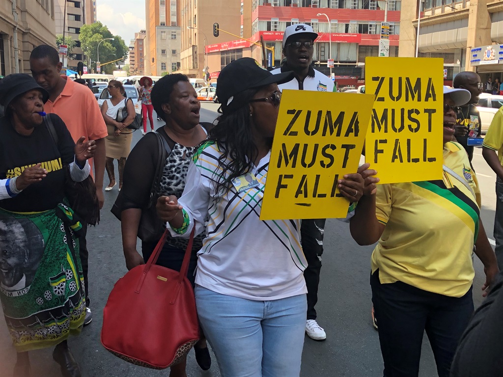 ANC members march in downtown Johannesburg on Monday (February 5 2017) to call on President Jacob Zuma to step down. Picture: Juniour Khumalo.
