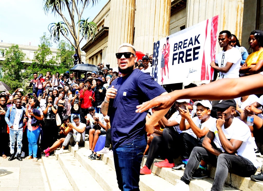 Rapper AKA interacts with Wits University students