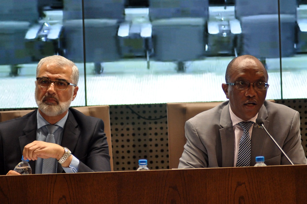 The Auditor-General of South Africa, Kimi Makwetu and Suluman Badat during a media briefing at the Government, Communication and Information System (GCIS) offices in Tshwane yesterday (Wednesday). Photos by Samson Ratswana Photo by   