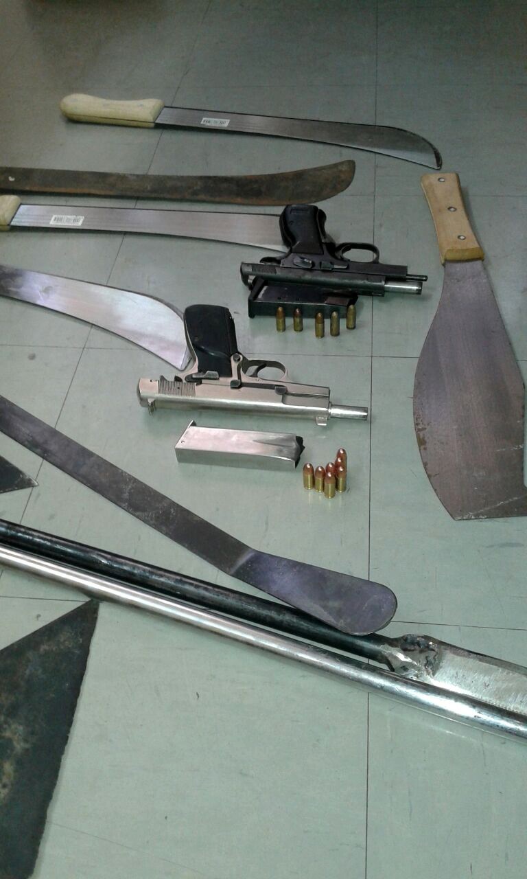 Some of the weapons confiscated from taxi operators last month. Photo by Sinikelo Goqweni 