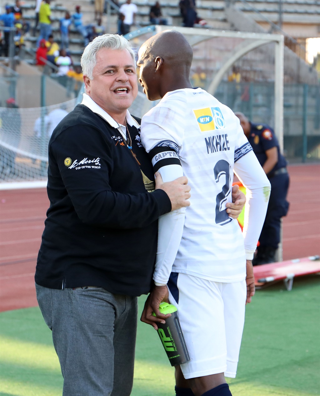 John Comitis, Chairman of Cape Town City with captain Thamsanqa Mkhize
