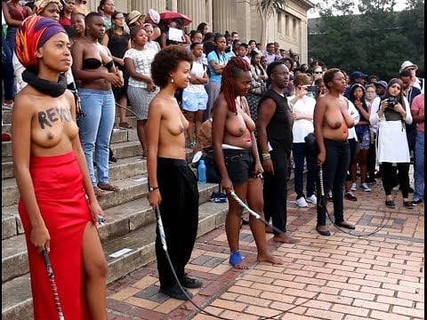 Students at the University of the Witwatersrand painted their bodies with p...