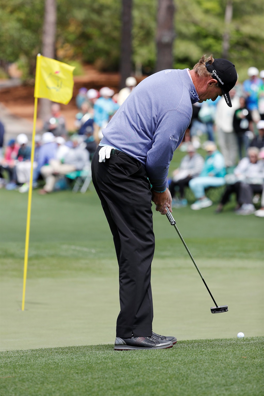 Ernie Els putts on the second hole during the first round of the 2017 Masters Tournament at the Augusta National Golf Club in Augusta, Georgia. Picture: Erik S. Lesser/EPA