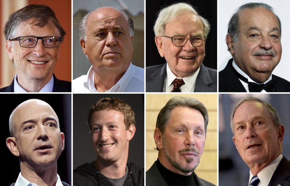 According to Oxfam these eight men have as much wealth as 50% of the world. Picture: EPA/DSK