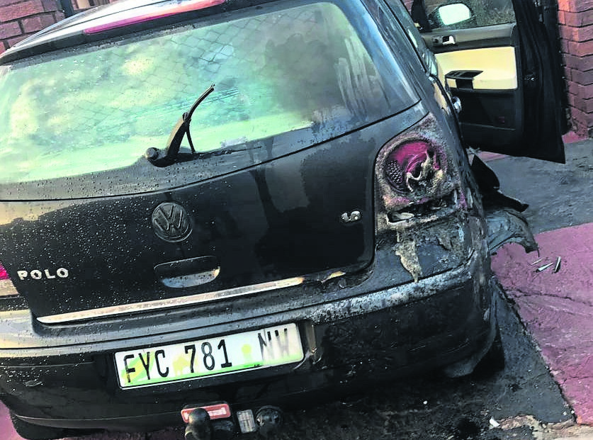 This burnt VW Polo belongs to the Khumalos in Kagiso Phase 2. 