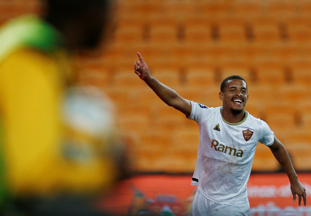 Devin Titus of Stellenbosch FC celebrates his goal during the DStv Premiership match against Kaizer Chiefs. (Gallo Images) 