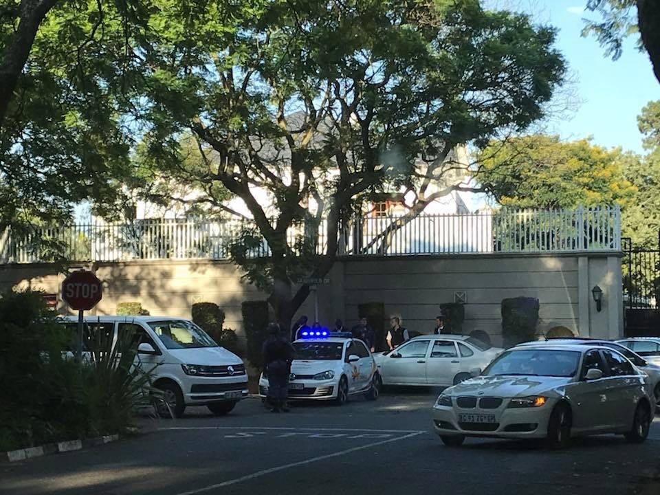 The Hawks are conducting an early morning raid at the Saxonwold residence of the Gupta family. 