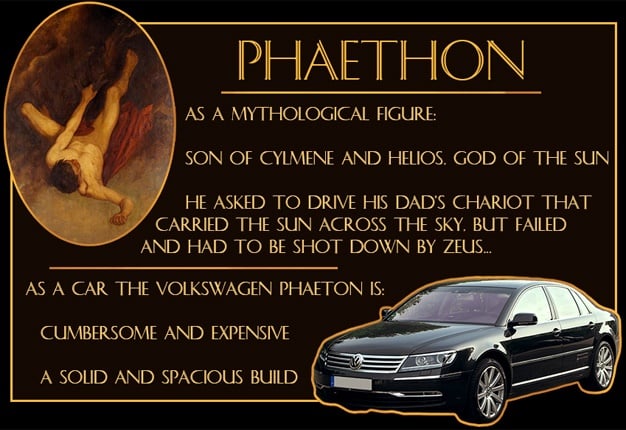 <b> A GOOD FIT? </b> Volkswagen named a sedan after a Greek God - The Phaeton. <i> Image: Supplied </i>