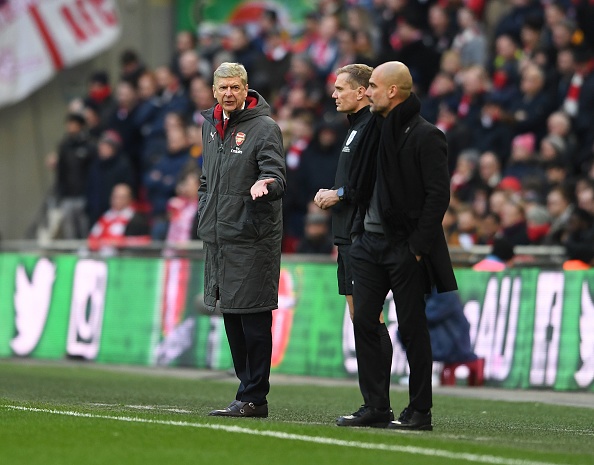 Arsene Wenger the Manager during the match between Arsenal and Manchester City at Wembley Stadium