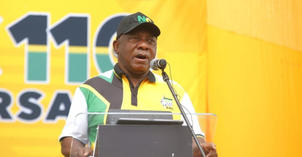 ANC president Cyril Ramaphosa at the party's birthday rally at the old Peter Mokaba Stadium in Polokwane, Limpopo. 