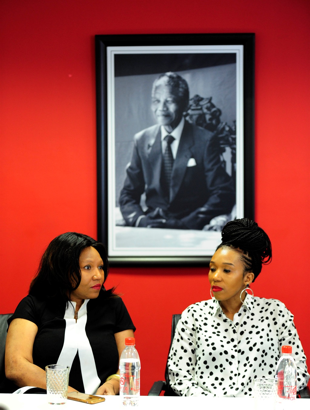 Zaziwe Manaway and Swazi Dlamini-Mandela at the launch of an innitiative for job creation, literacy and porverty eradication programme in Bryanston. Picture: TEBOGO LETSIE