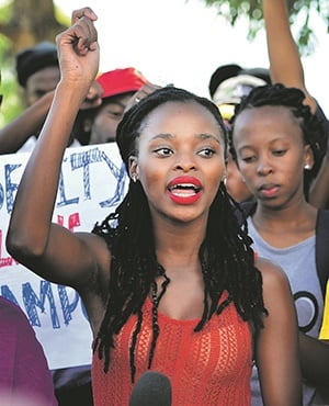 Busi Seabe of the Wits #FeesMustFall movement. Picture: Leon Sadiki 