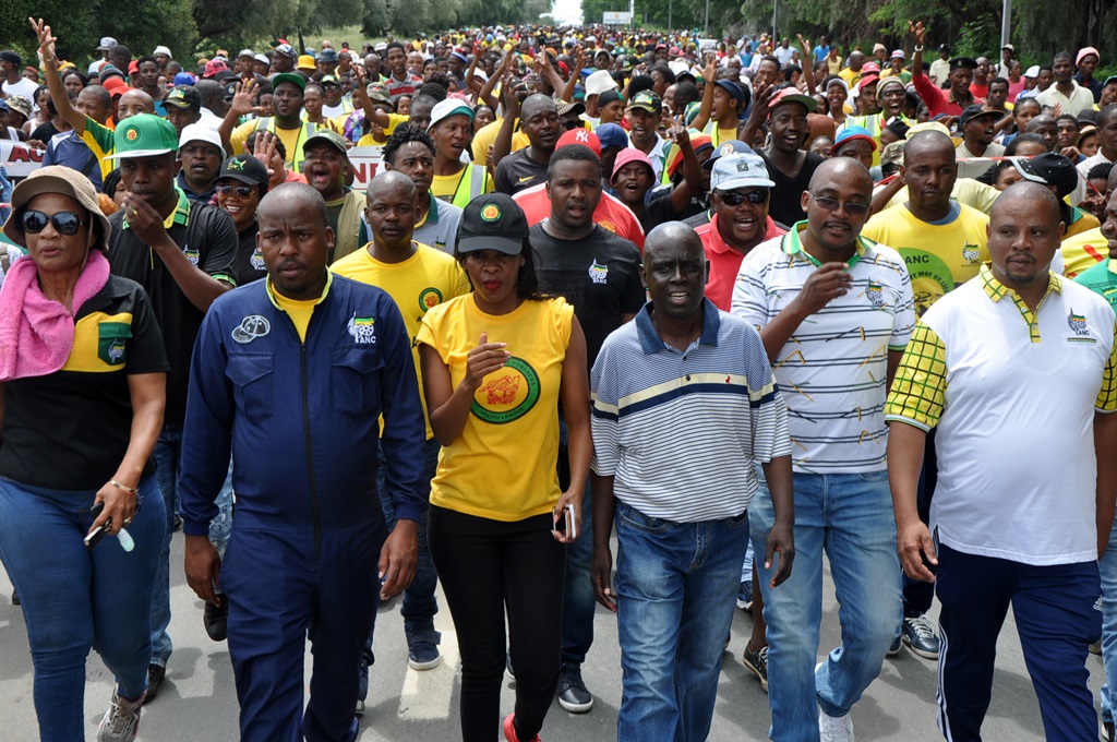  The ANC youth league in the North West marches to the provincial legislature in Mahikeng to defend Premier Supra Mahumapelo on Tuesday February 14 2017.  Picture: Rapula Mancai 