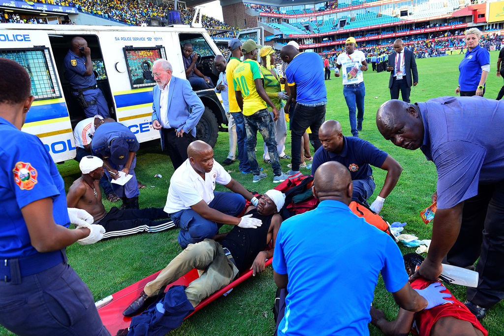  Pirates fans cause chaos when they were beaten 6-0 by Sundowns.  Picture: Themba Makofane 