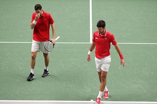 Novak Djokovic and Seriban teammate Nikola Cacic. (Adam Pretty/Getty Images)