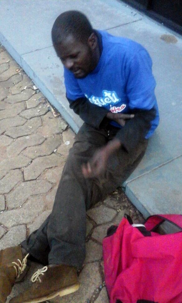 Isaac Mutambiri recovers from the beating. 
Photo by Amanda Scott
