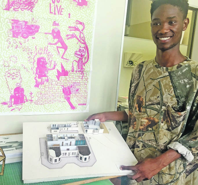 Simphiwe Mlambo shows off some off his impressive work in design.