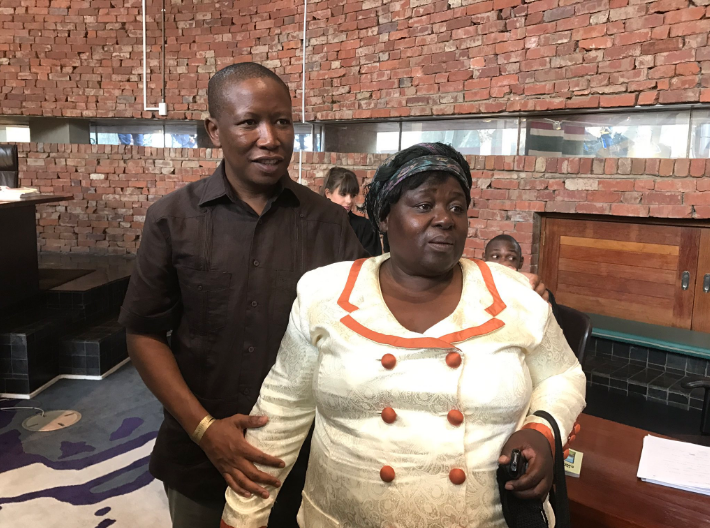 Khanyile’s mother is pictured here with EFF leader Julius Malema, who was also in court with Khanyile’s legal team. Picture: @EFFSouthAfrica/Twitter
