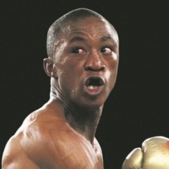 ATTACK: Gideon Buthelezi in action for the IBO junior flyweight title at Emperors Palace.(Leon Sadiki)