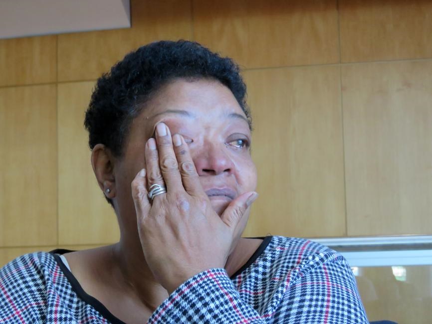 Vanessa Charles from Westbury, Joburg says her son used to insult and beat her. Photo by Sammy Moretsi 
